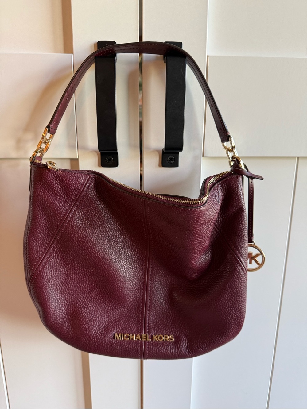 Michael Kors Burgundy Shoulder Bag with Gold Hardware